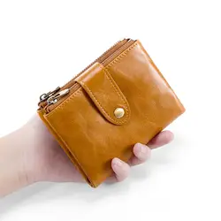 Для мужчин бумажник кожаный бумажник короткие многофункциональный коровьей рука карман кошелек с пряжкой
