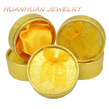 

Jewelry Gift Box Golden Round Kraft Paper Case Bracelets Necklace Earring Party Wedding Boxes Jewellery Packaging Casket B3447