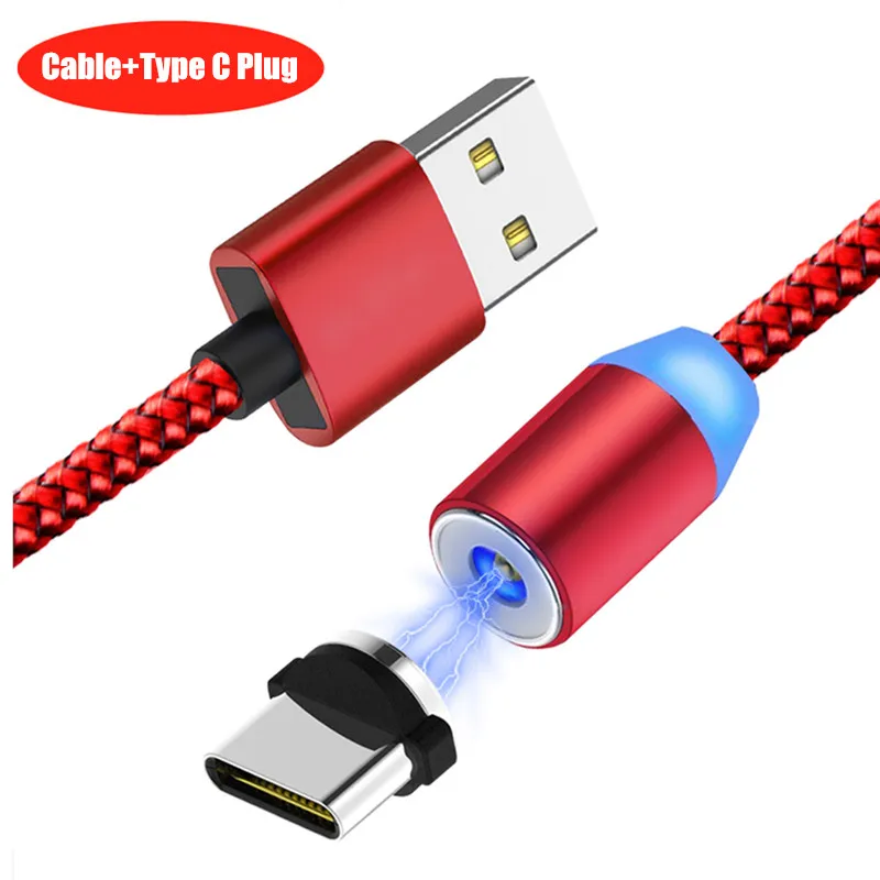 20 шт./упак. NISI 1 м 2 Micro USB Магнитный кабель Lightning для iPhone samsung 8Pin IOS Тип-C Порты светодиодный телефона зарядный кабель 3 в 1 - Цвет: Red TypeC Cable