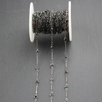 

5 Meters,Dark Green Glass Coin Shape Chains Necklace,4mm,Wire Wrapped Gun Black Plated Copper Links Jeweley Supplies