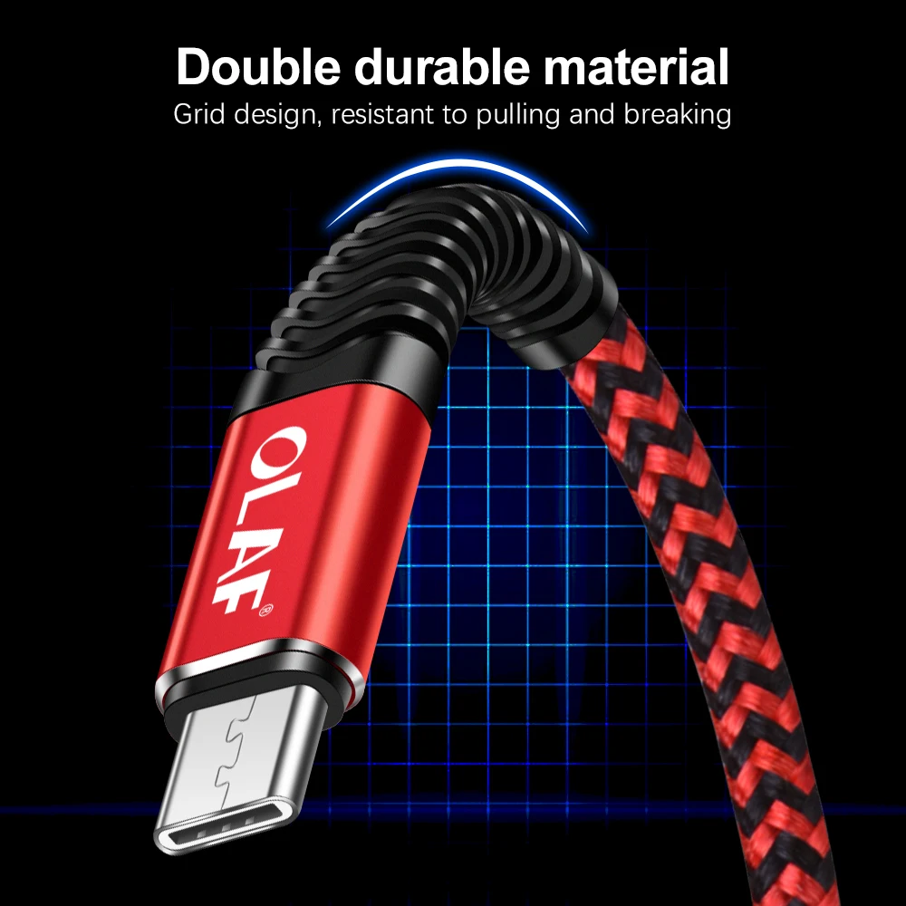 أولاف 1 m/2 m نوع C كابل ل xiaomi redmi note 7 USB-C الهاتف المحمول سريع شحن نوع-C كابل لسامسونج غالاكسي S9 S8 زائد