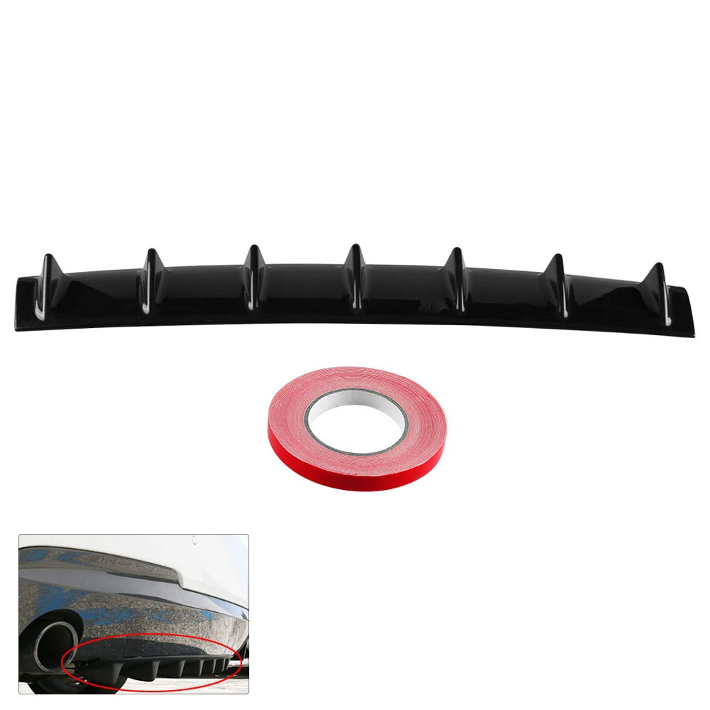 

Universal Rear Bumper Lip Diffuser 7 Fin Gloss Black Carbon ABS Ikon Style