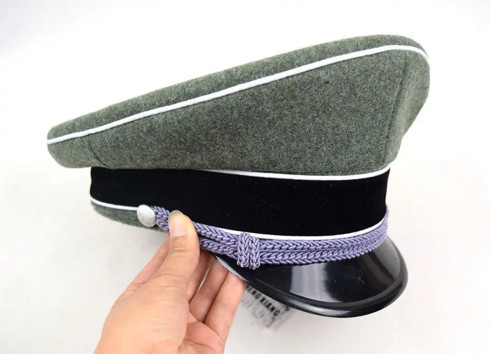 Men's WWII GERMAN ELITE OFFICER HAT OFFICER ARMY WOOL VISOR CRUSHER CAP IN SIZES