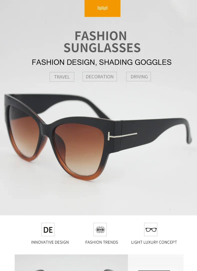 ZXWLYXGX, Ретро стиль, большое зеркало в рамке, кошачий глаз, солнцезащитные очки для женщин, фирменный дизайн, градиентные линзы, высокое качество, солнцезащитные очки, UV400