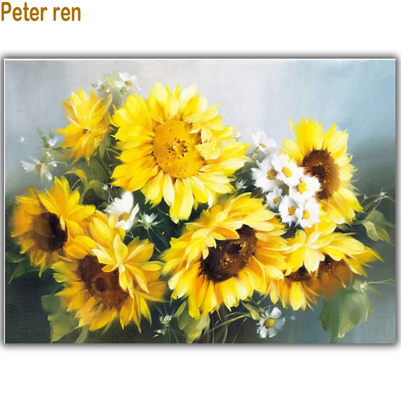 

Diy Diamond painting flowers 5D Full Square Diamond mosaic icon Rhinestones Crafts Diamond Embroidery Daisy in the sunflower