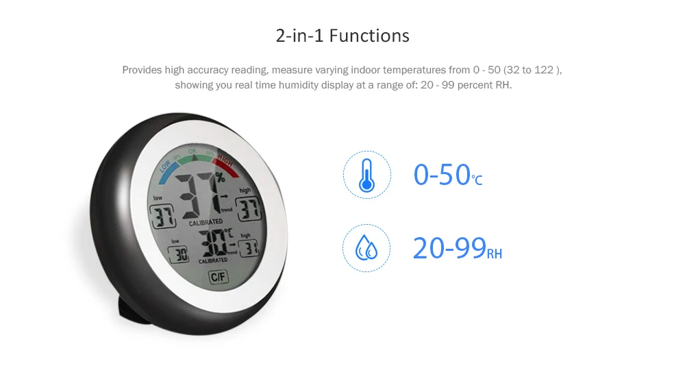 Anpro 0-50C ЖК-цифровой термометр гигрометр пирометр 32-122F домашний датчик температуры измеритель влажности с подсветкой сенсорной клавишей