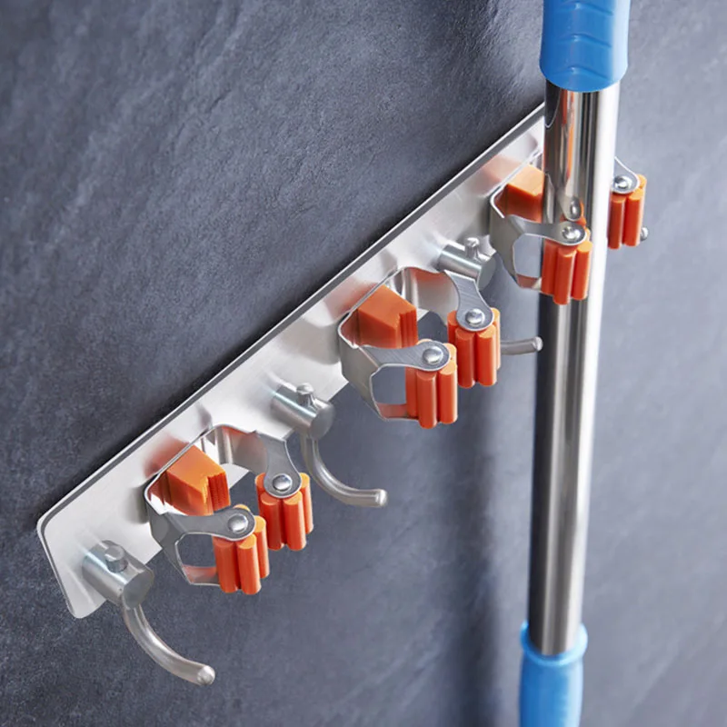 Mop Broom Holder Self Adhesive Broom Mop Holder Storage Organizer Wall