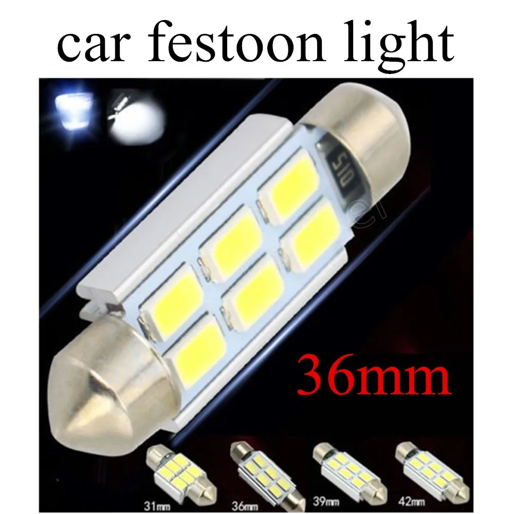 car accessory 2X10W 36mm 6SMD 5630 5730 LED Car exterior Light Dome f