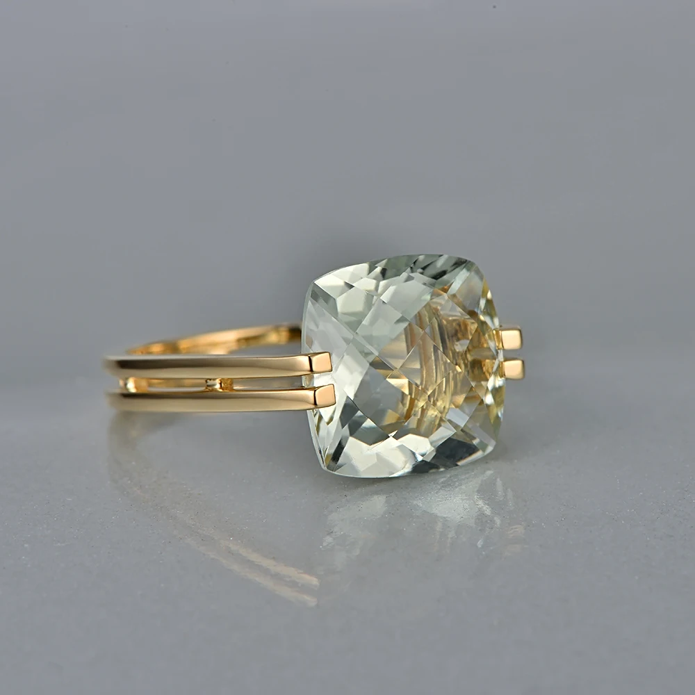 Caimao ювелирные изделия 6.6ct натуральная квадратная Подушка Зеленый Аметист 14 К Золотое кольцо