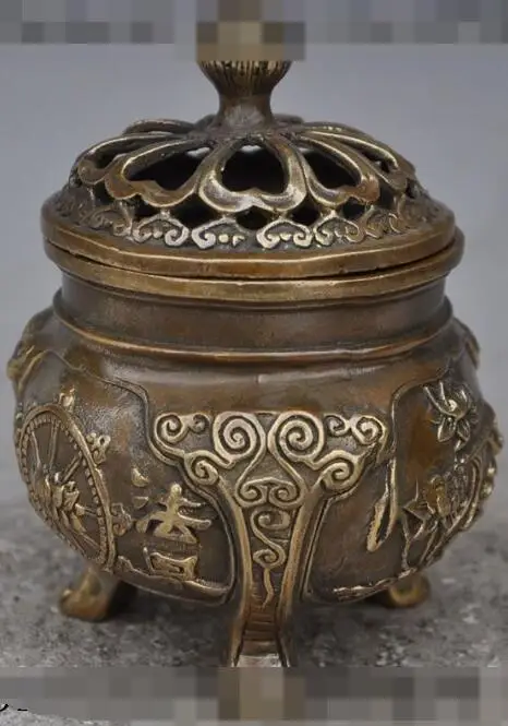

S00795 marked chinese tibet buddhism fane bronze lotus statue incense burner Censer B0403