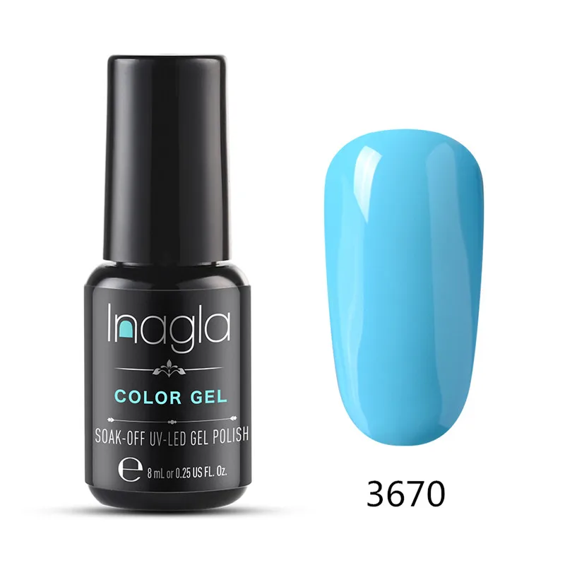 Inagla гель для ногтей 8 мл чистый цвет УФ светодиодный Гель-лак для ногтей долговечный Макарон замочить Гель-лак - Цвет: 3670