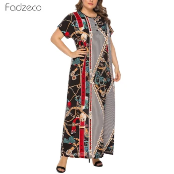 

Fadzeco African Dress For Women Short Sleeve Button Big Size Maxi Dress Ethnic Print Dashiki Round Neck Robe African Clothes