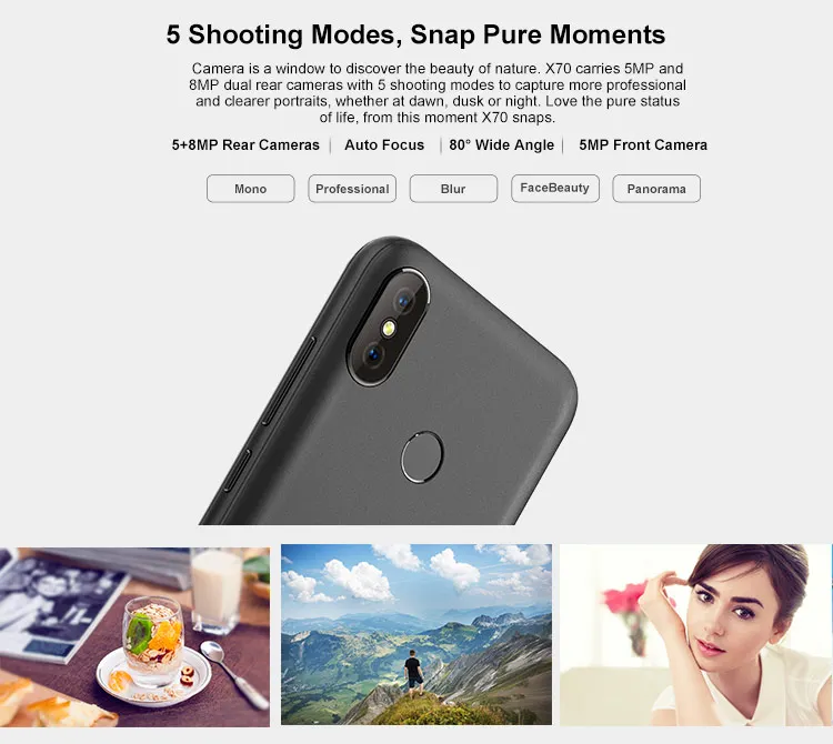 DOOGEE X70 2GB RAM 16GB ROM MTK6580A 1.3GHz Quad Core 5.5 Inch 2.5D IPS Screen Dual Camera Android 8.1 3G Smartphone