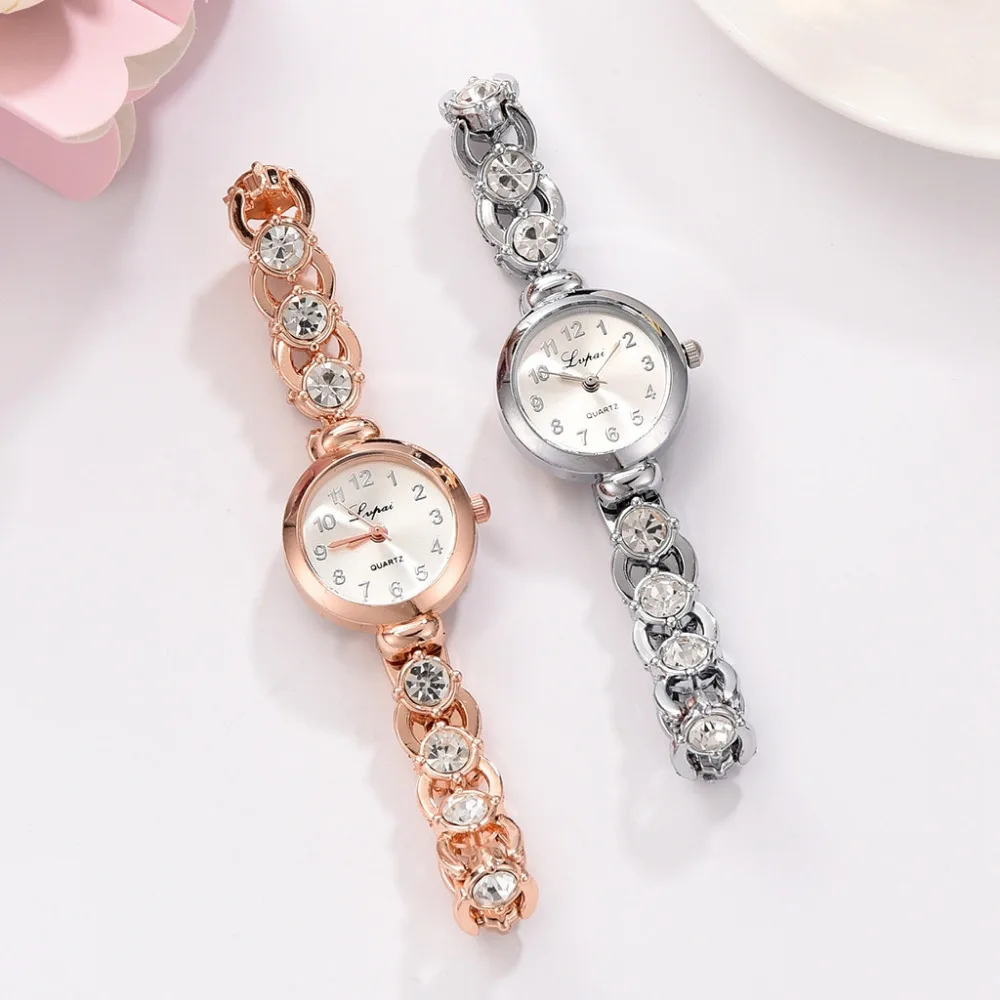 

2pcs/Set Luxury Fashion Simple Dial Steel Strip Watch Full Diamond Bracelet