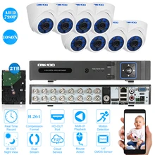 OWSOO 1080N DVR 8CH 720P AHD Крытая купольная камера с датчиком движения ночного видения, CCTV камера безопасности, система наблюдения, комплекты 2 ТБ
