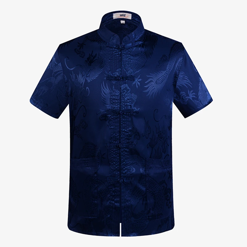 Summer New Mens Kung Fu Shirt Blouse Mans Short Sleeve Traditional Chinese Tang Suit Top Male Tai Chi Uniform Oversized 4XL