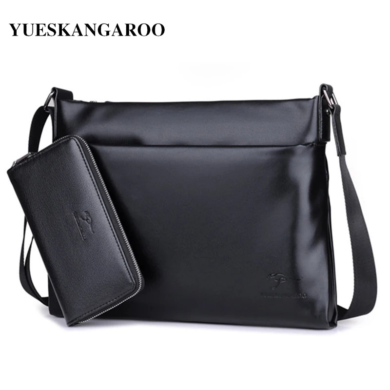

YUES KANGAROO High Quality Men's Messenger Bag Soft leather Crossbody Shoulder Bags Brand A4 Document Business Briefcase Handbag