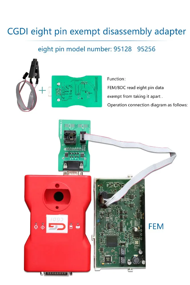 Прочитайте 8Pin плата EEPROM работает CGDI Prog для BMW и XPROG 5,60/5,70/5,74/5,84/Неохлаждаемый параметрический усилитель с USB программист чтение 8 Pin освобождает адаптер FEM/BDC