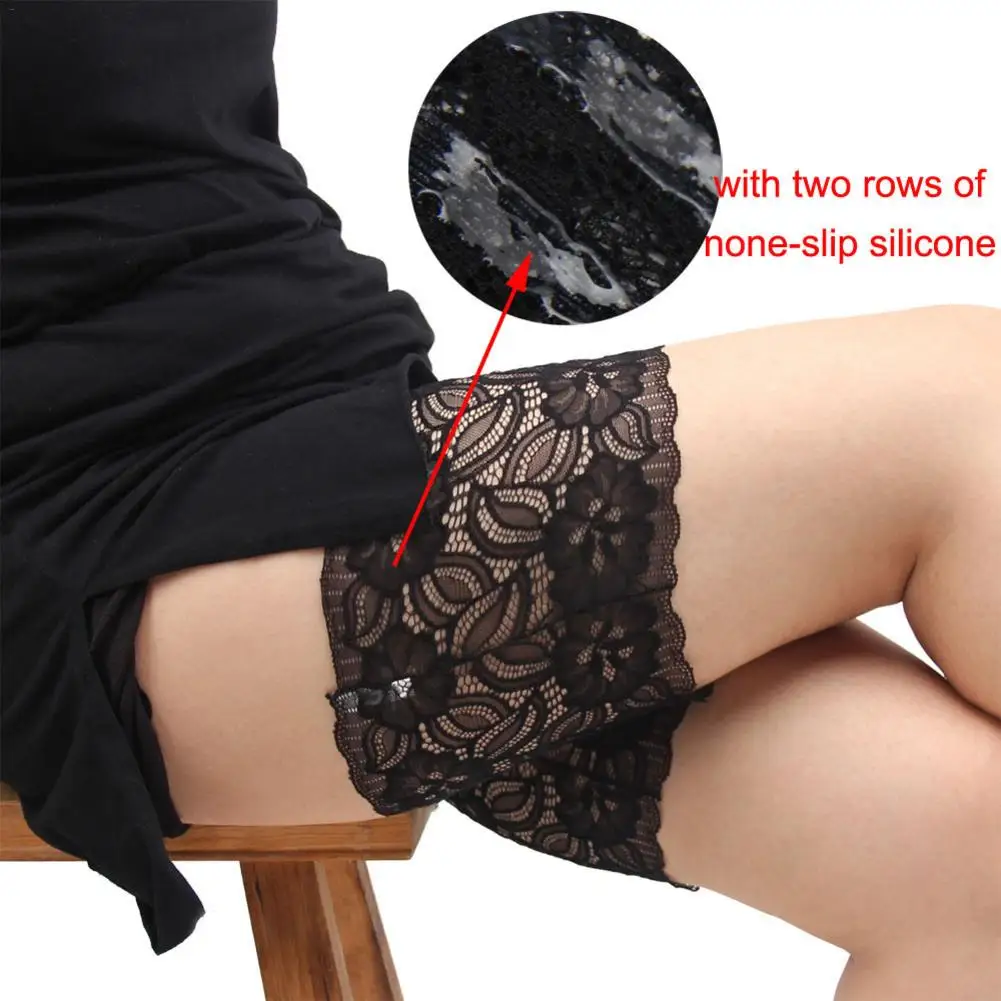 

One Pair 2019 Thigh Bands Black Summer Sexy Lace Flower Design Women Anti-skid Socks Thigh Garters Leg Warmers
