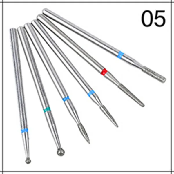 6 шт. алмазные сверла для ногтей набор фреза роторная Бурра Eletric для маникюрной машины инструмент для удаления кутикулы аксессуар для ногтей - Цвет: Set-05