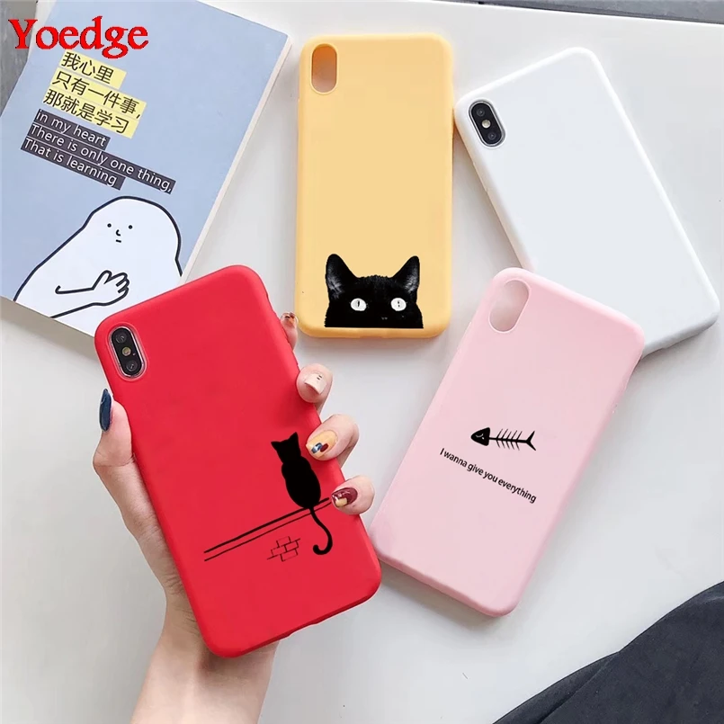 

Cute Candy Color Phone Cases For iPhone 10 XR X XS Max 6 6S 8 7 Plus 5 5S SE Back Cover Soft TPU Silicon Coque For iPhone 7 Case