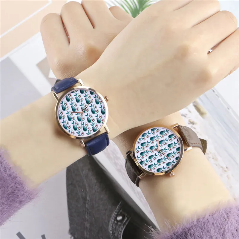 

Fashion Women's Watches Funny Avocado Pattern Minimalist Style Ladies Watch Temperamental Orologio Donna Bayan Kol Saaty 2019