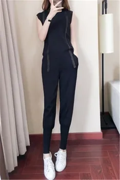 

2019 women black suit women set elastic two-piece track sweatsuit fitness wear long sleeve long pants fashional laday