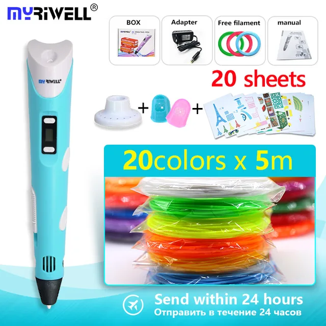Best Offers Myriwell 3d pen 3d printer pen rp100b with 200m 1.75mm pla filament safety plastic for kids Free e-tutorial best Christmas gift