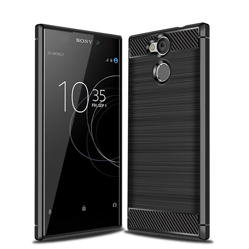 Чехол из углеродного волокна для sony Xperia L2 чехол для sony L2 20 10 Plus XZ4 XZ3 XZ2 XZ1 Compact Mini XZ XA3 XA2 XA1 Ultra Plus чехол - Цвет: Black001