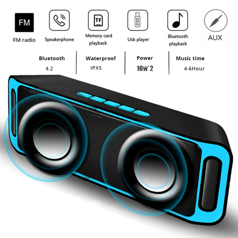 

LIGE Bluetooth Speaker Wireless Portable Stereo Sound Big Power 10W System MP3 Music Audio AUX With MIC For Android Iphone