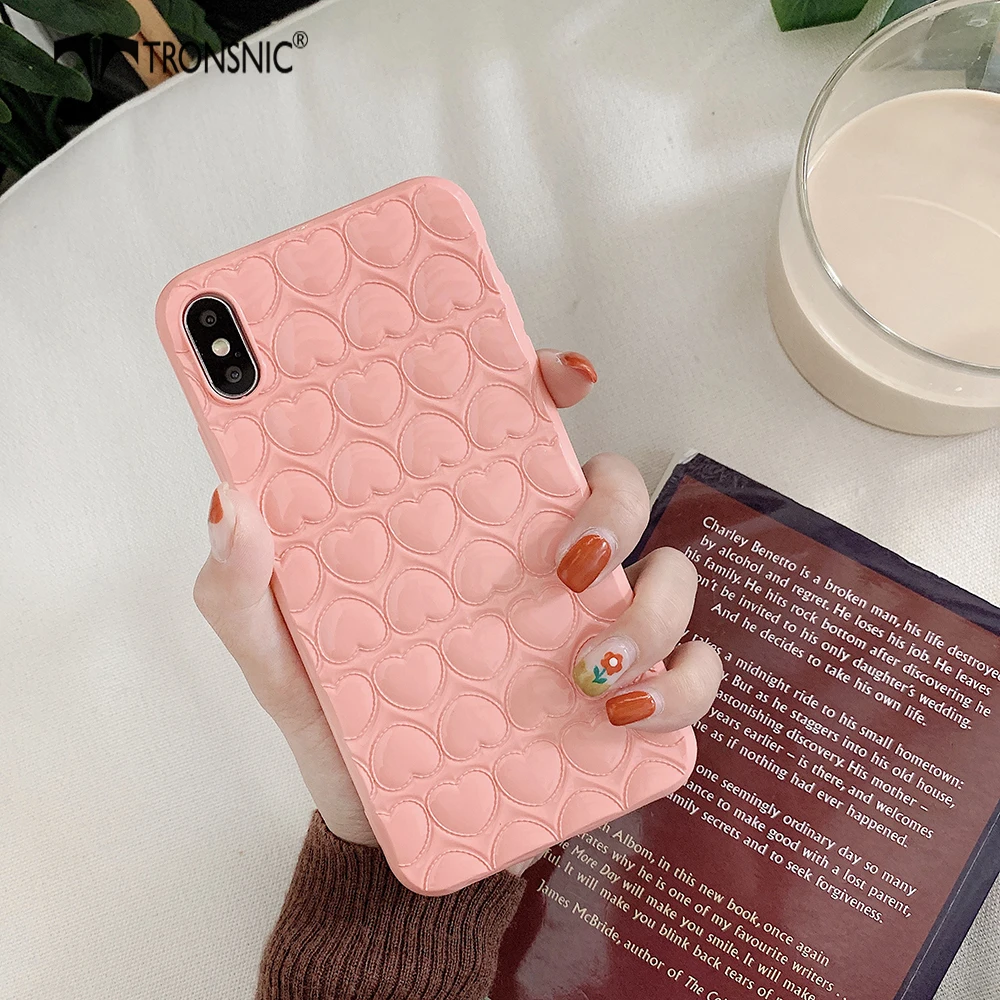 

TRONSNIC Love Hearts Phone Case for iPhone X XS MAX XR Soft Candy Silicone 3D Shiny Cases for iPhone 6 6S 7 8 Plus Cover Fashion