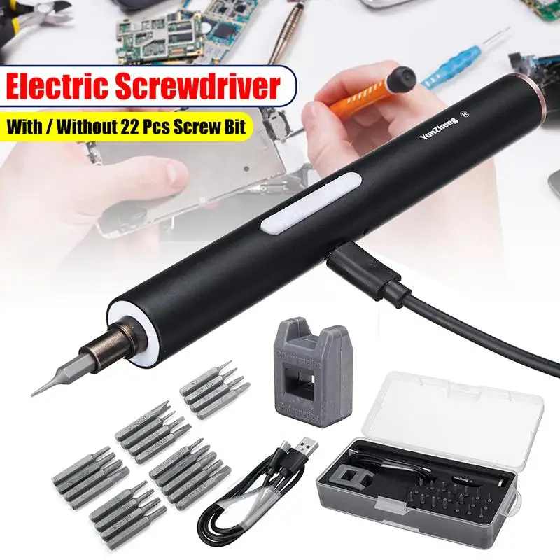 

Mini Electric Cordless Magnetic Screw Driver Tool Rechargeable Li-ion Battery Precisions Hand Screwdriver Bit Repair Set