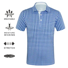 EAGEGOF Мужская рубашка для гольфа короткий рукав высокая эластичная спортивная одежда плед подходит бизнес одежда для гольфа бренд мужское поло рубашка