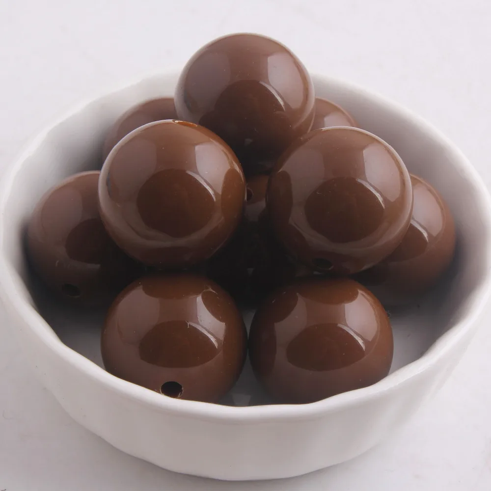 

Kwoi vita Dark brown Color Chunky 20MM 100pcs Acrylic Solid Bubble Gumball Beads for Kids Necklace