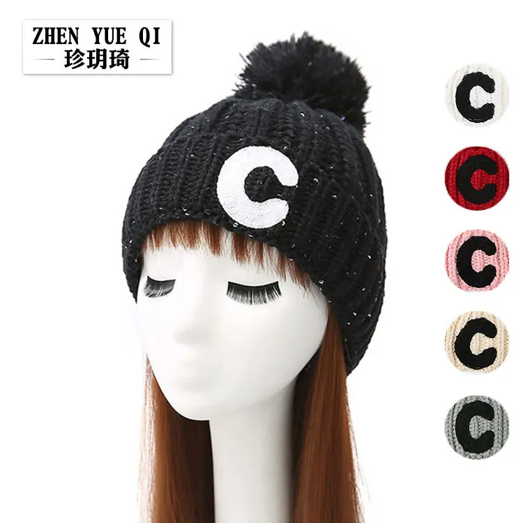 

2017 Women Beanie Solid winter keep warm Hip-hop Slouch Devil angle Orecchiette knitted wool Winter Hat Beanies Dark Blue Gorros