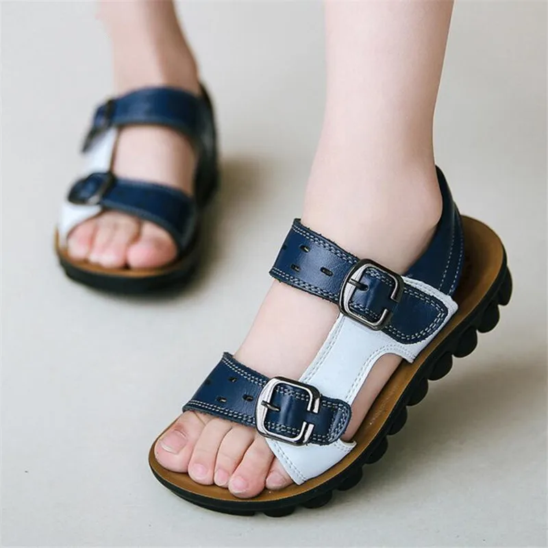 QGXSSHI High Quality Kids Shoes Boys Genuine Leather Slip Resistant New Fashion Children Sandals Sport Brand Kids Boys Sandals