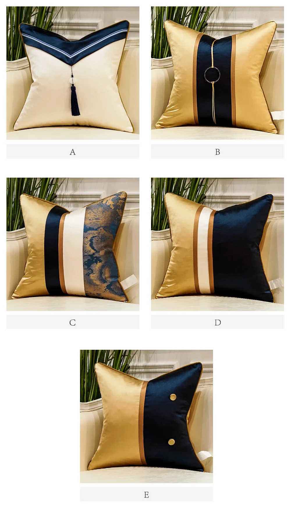 Avigers Luxury Patchwork Modern Cushion Covers with Tassels Throw Pillow Cases Home Decorative Pillowcases 45 x 45 50 x 50