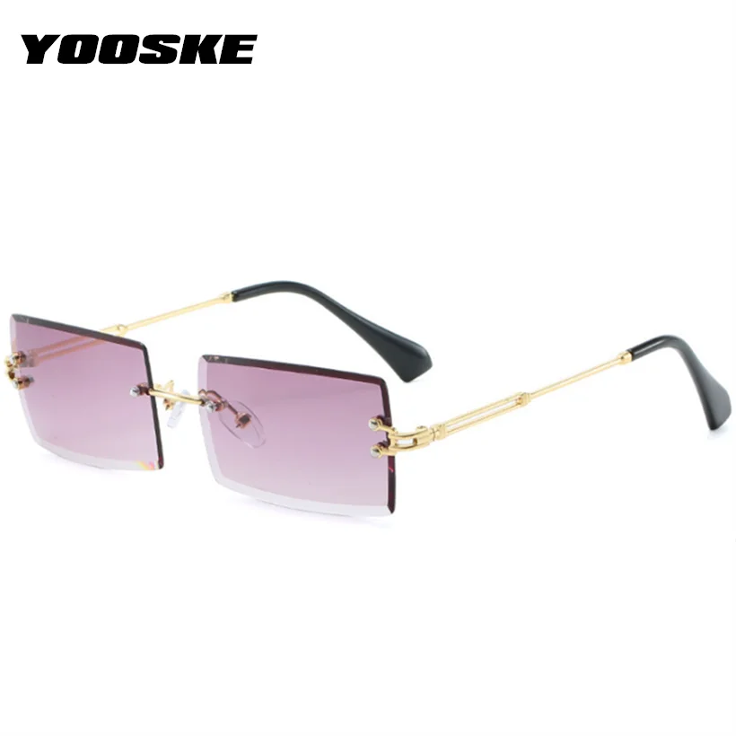 

YOOSKE Square Rimless Sunglasses Women Gradient Lens Transparent Clear Sun Glasses Female Vintage Brand Rectangle Eyewear UV400