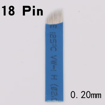 

50PCS 18 Pins Permanent Makeup Eyebrow Tattoo Bevel Blade Microblading Needles For 3D Embroidery Manual Tatoo Pen Machine Blue