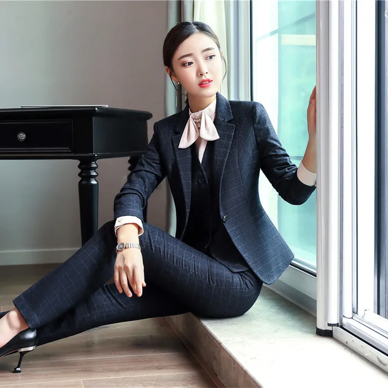 IZICFLY Women Pants Suits with Blazer Jacket Elegant Slim Business Ensemble Femme 2 Pieces Pantalon Veste Tailleur Office Wear