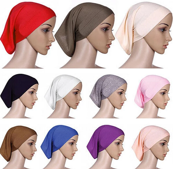 Модные теплая шляпа Исламская покрытие для мусульман головной платок Underscarf 2016 хиджаб хлопок новый для женщин - изображение