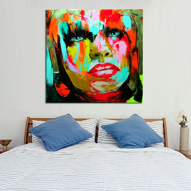

Handpainted Human Portrait Best Quality Oil Paintings Modern Abstract Colorful Art Wall Pictures Fashion Lady On Canvas