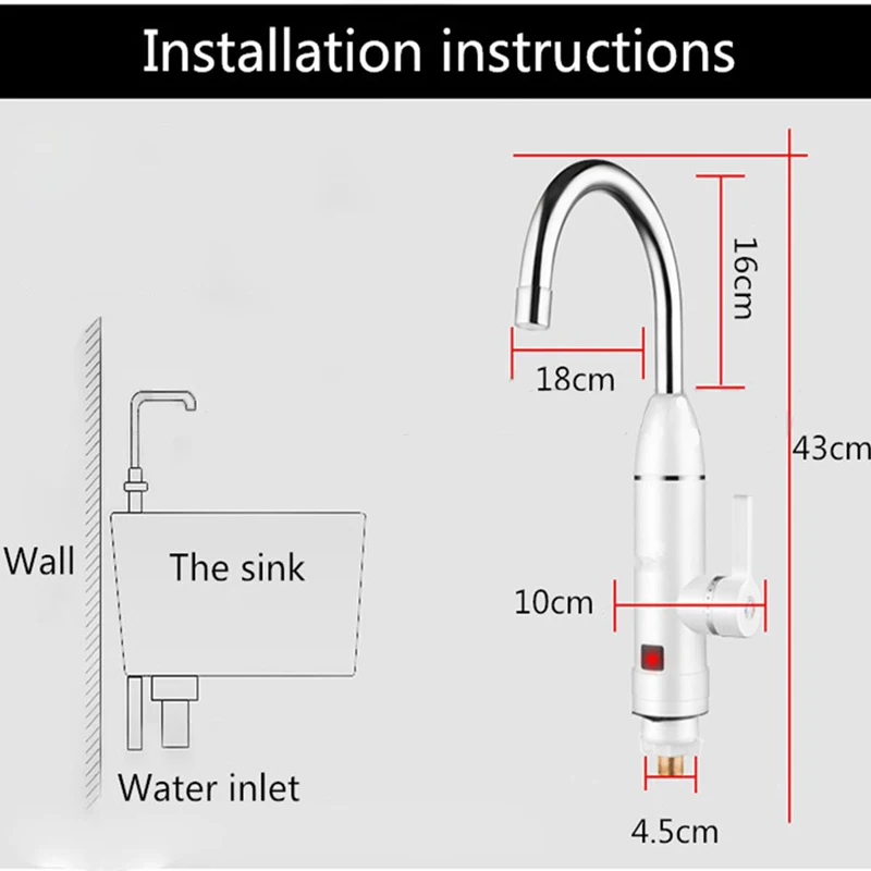 New Kitchen LED Display Electric Hot &Cold Water Instant Heating Mixer Faucet Tap