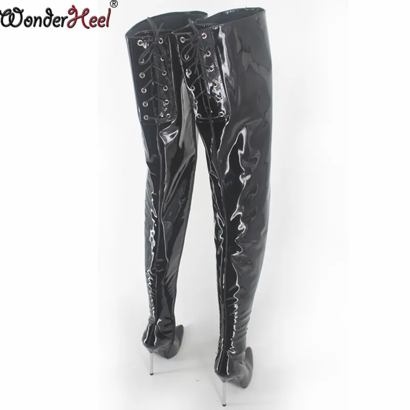 En Muslo 12 Shiny Metálicos Talón Botas Tacones Ventas Wonderheel Extremo Overknee Cm Tacón red Black Alto Caliente Sexo Crotch Brillante Shiny Patente wOqpYq5