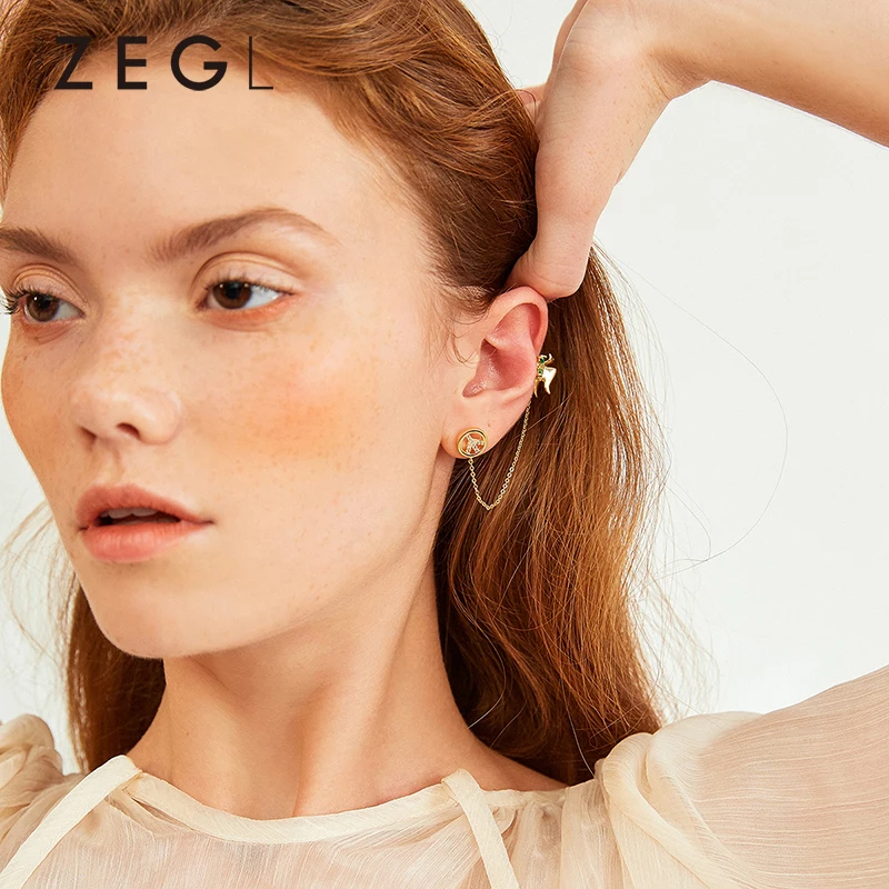

ZEGL design peace dove ear bone one - piece earrings female niche earring pendant
