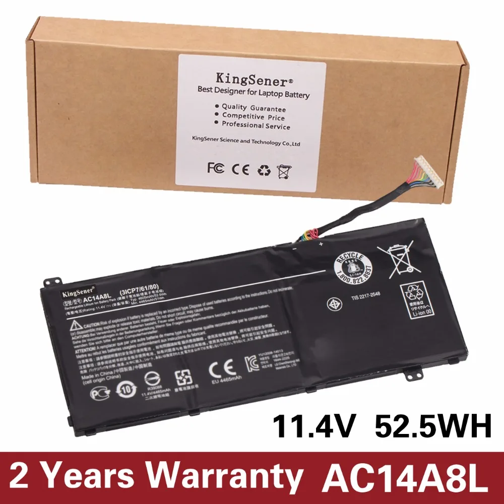 KingSener New AC14A8L Laptop Battery For Acer Aspire VN7-571 VN7-571G VN7-591 VN7-591G VN7-791G KT.0030G.001 11.4V 4605mAh