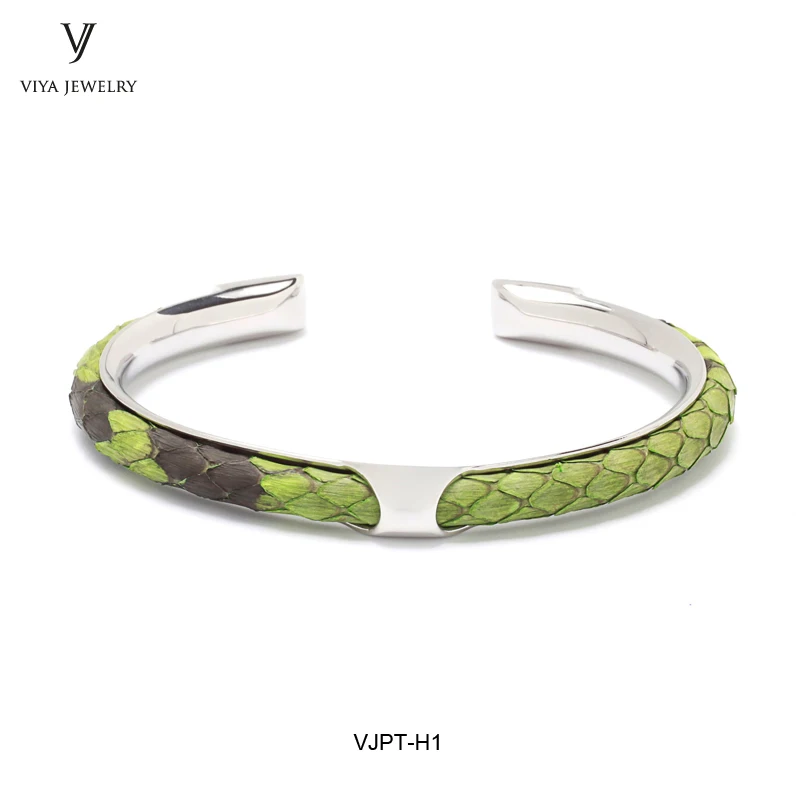 2018 new python leather Bangle C shape simple python design for men bracelet (30)