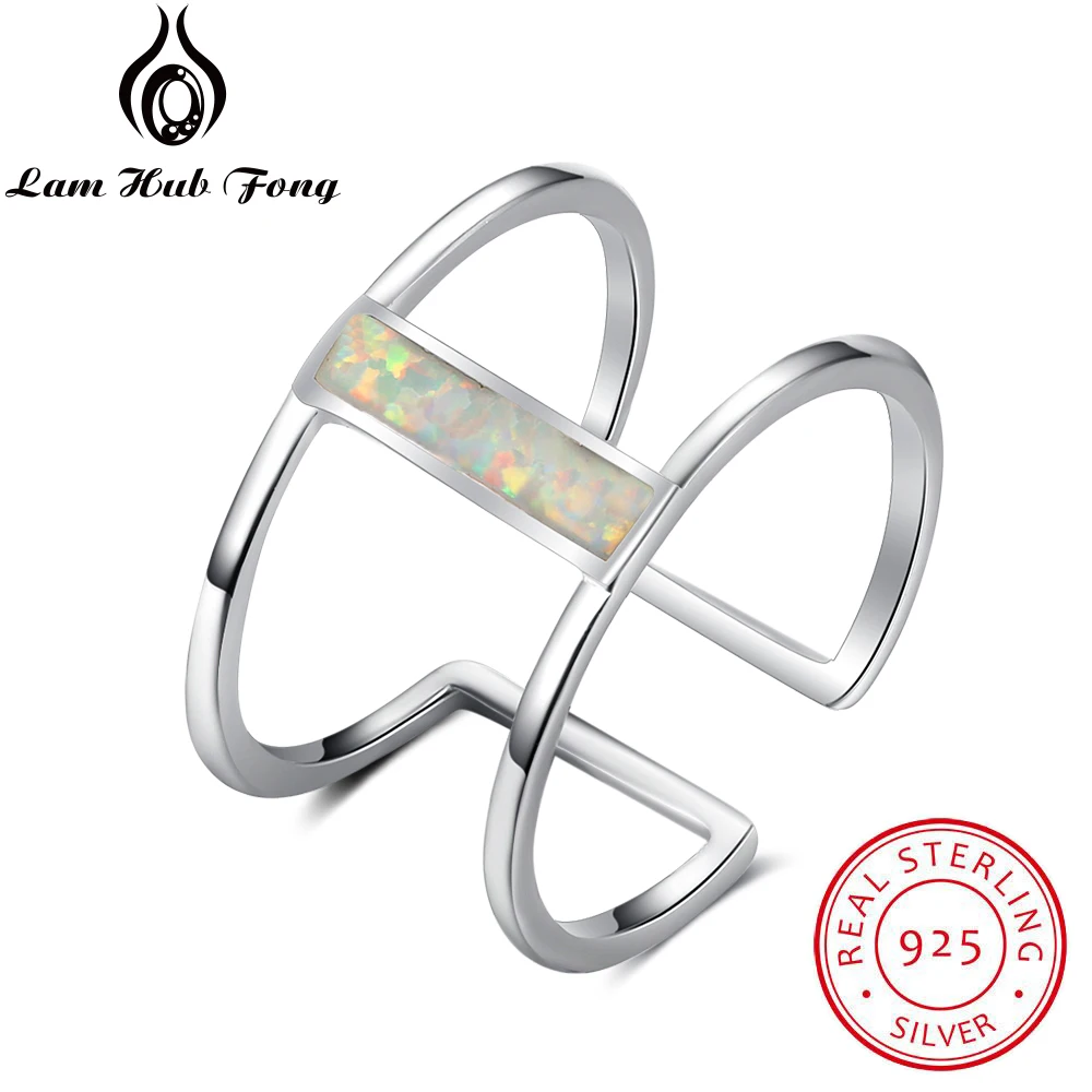 

White Fire Opal Open Rings For Women Girls Hollow Out 925 Sterling Silver Ring Wedding Party Fine Jewelry Wholesale