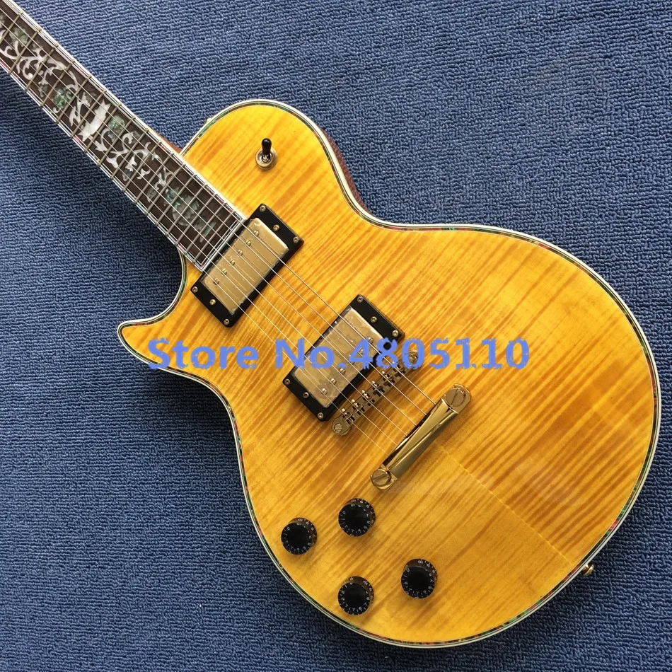 Custom Shop Стандартный 195 9R9 электрогитара, Пламя клен, ушка цветок инкрустированные гриф, гитара для левшей