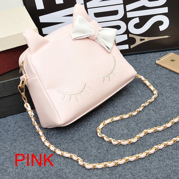 Handtasche 50 Pu Mädchen Teile Kleine Mode Nette Katze Schüchtern Ohr leder los Umhängetasche Orecchiette Bogen 8U8rwqvt